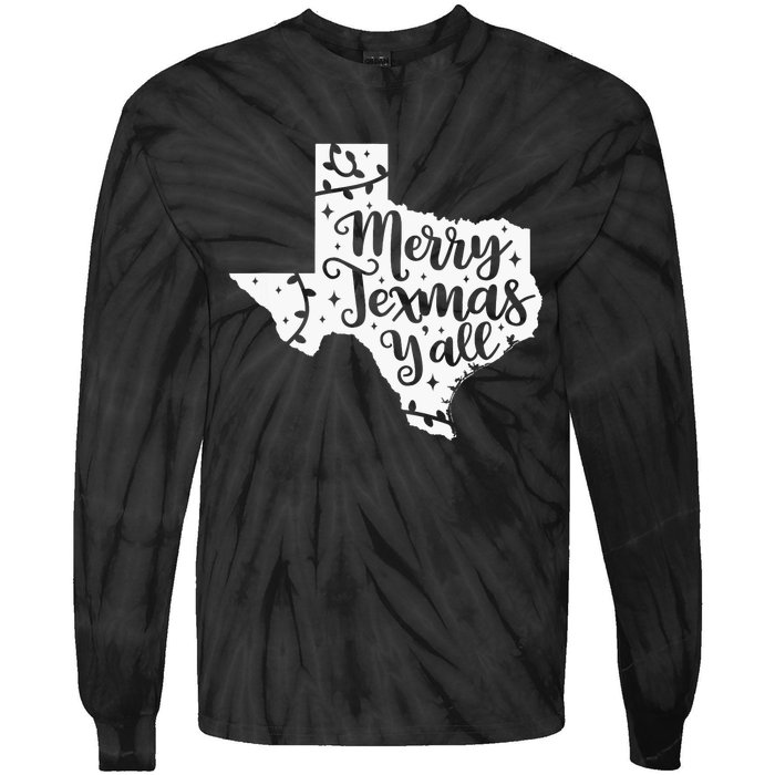 Merry Texmas YAll Christmas Texas Map State Xmas Texas Tie-Dye Long Sleeve Shirt