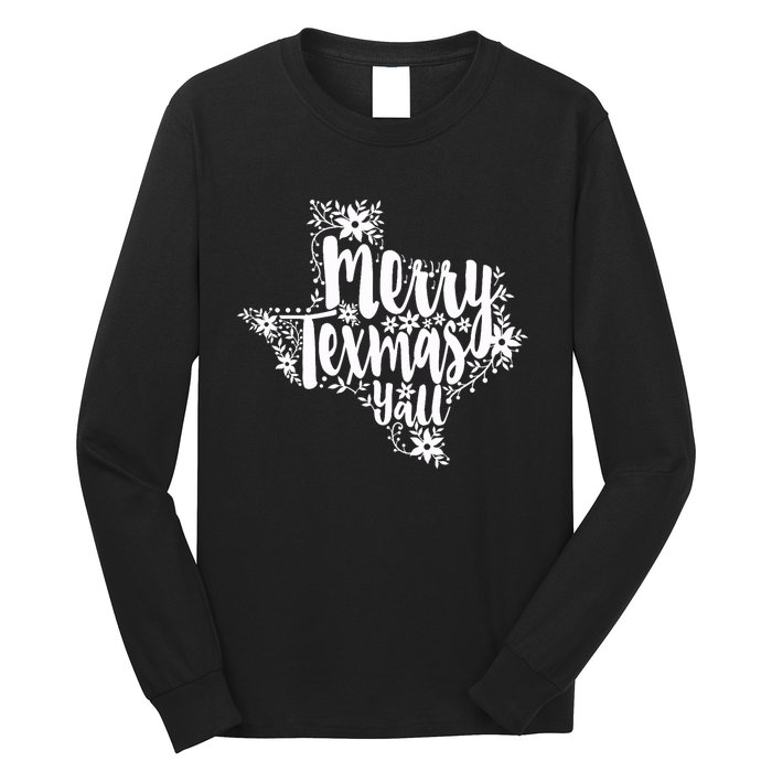 Merry Texmas YAll Texas Map State Christmas Gifts Long Sleeve Shirt