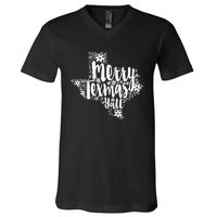 Merry Texmas YAll Texas Map State Christmas Gifts V-Neck T-Shirt