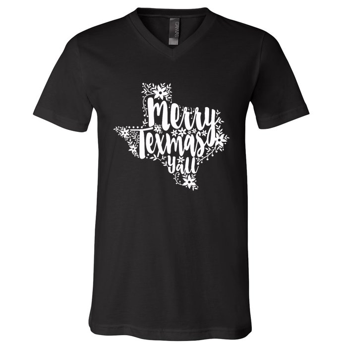 Merry Texmas YAll Texas Map State Christmas Gifts V-Neck T-Shirt