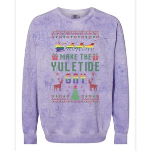 Make The Yuletide Gay Ugly Christmas Lgbt Pride Rainbow Xmas Colorblast Crewneck Sweatshirt