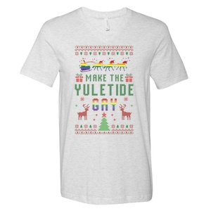 Make The Yuletide Gay Ugly Christmas Lgbt Pride Rainbow Xmas V-Neck T-Shirt