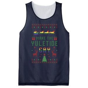 Make The Yuletide Gay Ugly Christmas Lgbt Pride Rainbow Xmas Mesh Reversible Basketball Jersey Tank