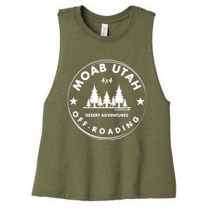 Moab Utah 4x4 Off Road Retro Adventures Women's Racerback Cropped Tank