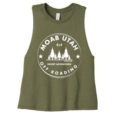 Moab Utah 4x4 Off Road Retro Adventures Women's Racerback Cropped Tank