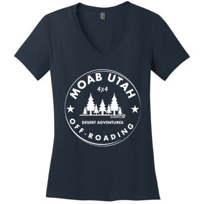 Moab Utah 4x4 Off Road Retro Adventures Women's V-Neck T-Shirt