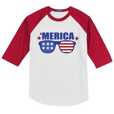 Merica USA 4th Of July Kids Colorblock Raglan Jersey