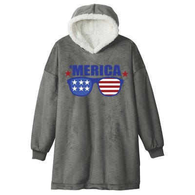 Merica USA 4th Of July Hooded Wearable Blanket