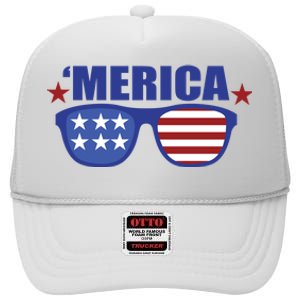 Merica USA 4th Of July High Crown Mesh Back Trucker Hat