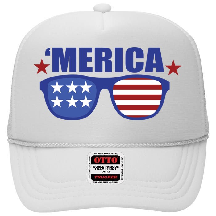 Merica USA 4th Of July High Crown Mesh Back Trucker Hat