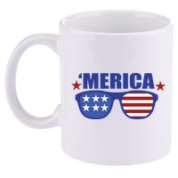 Merica USA 4th Of July 11oz C Handle Ceramic Mug