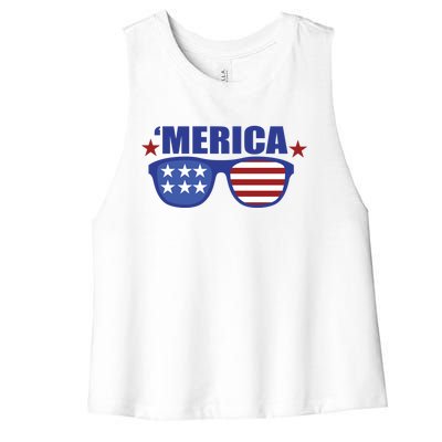 Merica USA 4th Of July Women's Racerback Cropped Tank