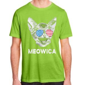 Meowica Usa American Flag Cat July 4 Adult ChromaSoft Performance T-Shirt