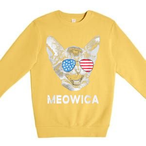 Meowica Usa American Flag Cat July 4 Premium Crewneck Sweatshirt