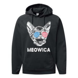 Meowica Usa American Flag Cat July 4 Performance Fleece Hoodie