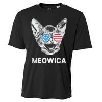 Meowica Usa American Flag Cat July 4 Cooling Performance Crew T-Shirt