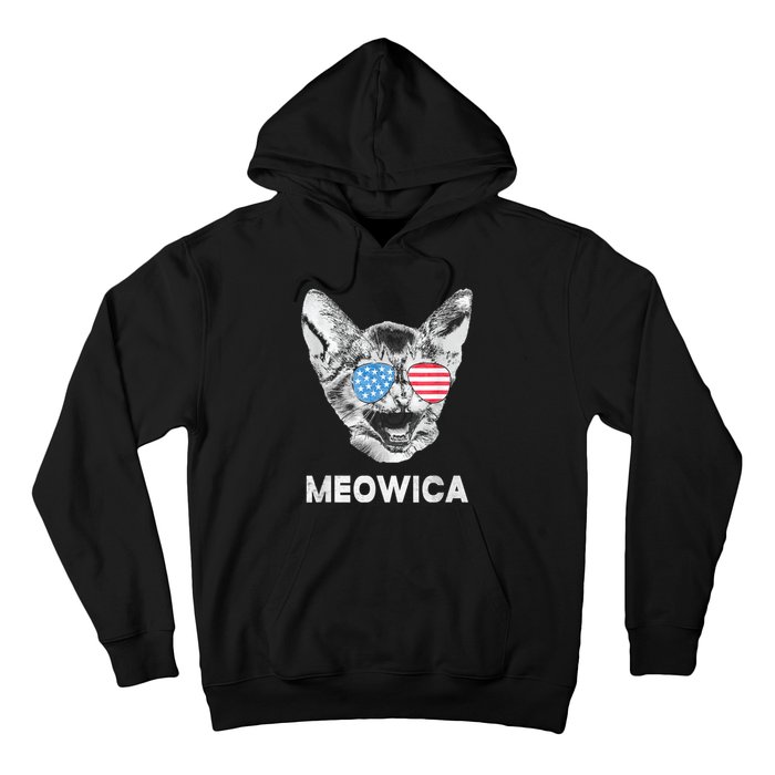 Meowica Usa American Flag Cat July 4 Hoodie