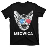 Meowica Usa American Flag Cat July 4 T-Shirt