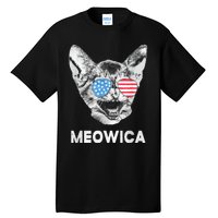 Meowica Usa American Flag Cat July 4 Tall T-Shirt