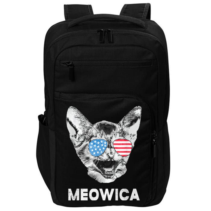 Meowica Usa American Flag Cat July 4 Impact Tech Backpack