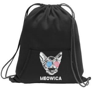 Meowica Usa American Flag Cat July 4 Sweatshirt Cinch Pack Bag