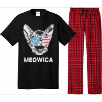 Meowica Usa American Flag Cat July 4 Pajama Set