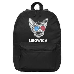 Meowica Usa American Flag Cat July 4 16 in Basic Backpack