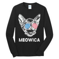 Meowica Usa American Flag Cat July 4 Tall Long Sleeve T-Shirt