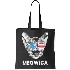 Meowica Usa American Flag Cat July 4 Tote Bag