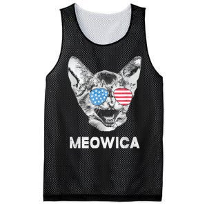 Meowica Usa American Flag Cat July 4 Mesh Reversible Basketball Jersey Tank