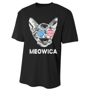 Meowica Usa American Flag Cat July 4 Performance Sprint T-Shirt