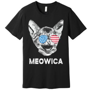 Meowica Usa American Flag Cat July 4 Premium T-Shirt