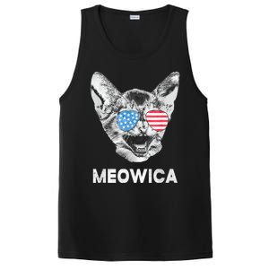 Meowica Usa American Flag Cat July 4 PosiCharge Competitor Tank