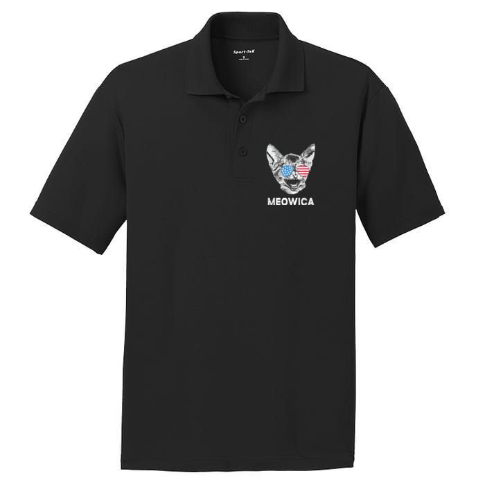 Meowica Usa American Flag Cat July 4 PosiCharge RacerMesh Polo