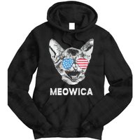 Meowica Usa American Flag Cat July 4 Tie Dye Hoodie