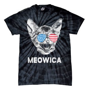 Meowica Usa American Flag Cat July 4 Tie-Dye T-Shirt