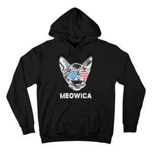 Meowica Usa American Flag Cat July 4 Tall Hoodie