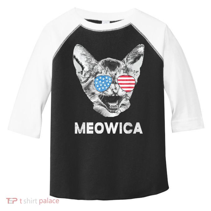 Meowica Usa American Flag Cat July 4 Toddler Fine Jersey T-Shirt