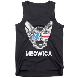 Meowica Usa American Flag Cat July 4 Tank Top