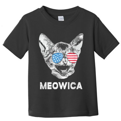 Meowica Usa American Flag Cat July 4 Toddler T-Shirt