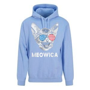 Meowica Usa American Flag Cat July 4 Unisex Surf Hoodie