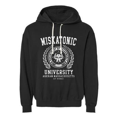 Miskatonic University Arkham East Massachusetts Wcmxkll Garment-Dyed Fleece Hoodie