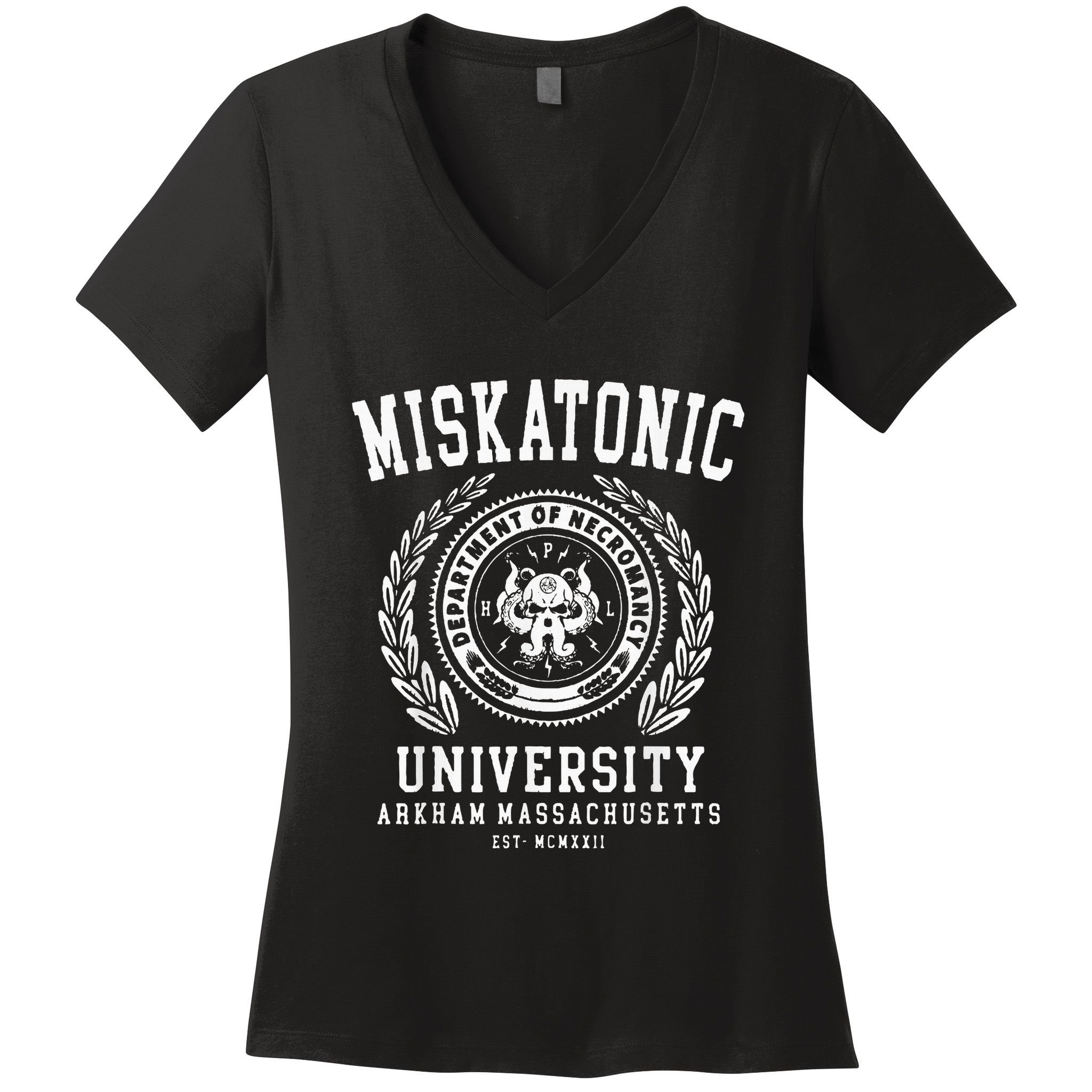 Miskatonic University Arkham East Massachusetts Wcmxkll Women's V-Neck T-Shirt