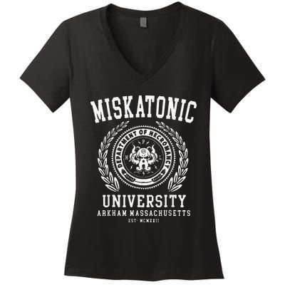 Miskatonic University Arkham East Massachusetts Wcmxkll Women's V-Neck T-Shirt