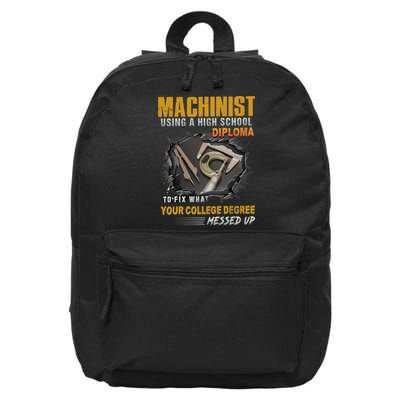 Machinist Using A High School Diploma 16 in Basic Backpack