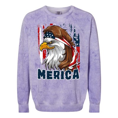 Merica Usa American Flag Eagle Mullet And Bandana Gift Colorblast Crewneck Sweatshirt