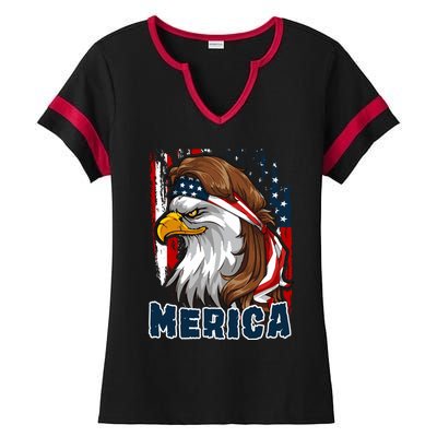 Merica Usa American Flag Eagle Mullet And Bandana Gift Ladies Halftime Notch Neck Tee