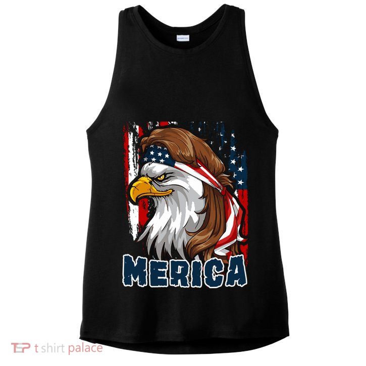 Merica Usa American Flag Eagle Mullet And Bandana Gift Ladies PosiCharge Tri-Blend Wicking Tank