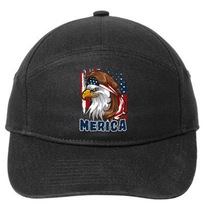 Merica Usa American Flag Eagle Mullet And Bandana Gift 7-Panel Snapback Hat