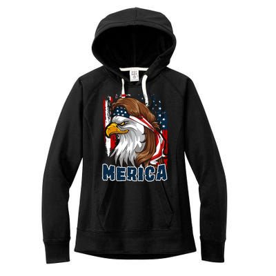 Merica Usa American Flag Eagle Mullet And Bandana Gift Women's Fleece Hoodie